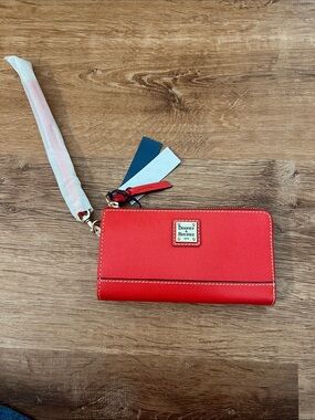 Dooney & Bourke Red Zip-Around Wristlet Wallet